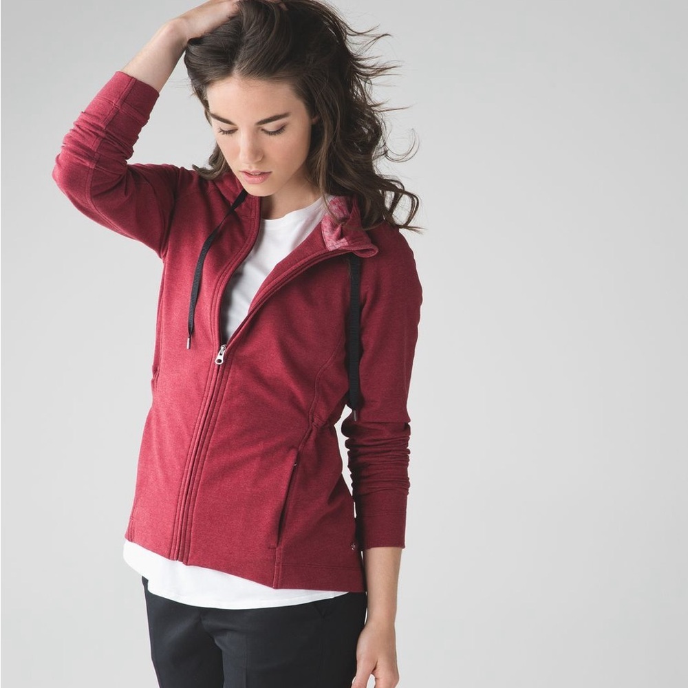 Lululemon • Take Ten Rosewood Red Cinch Waist Full Zip Hoodie